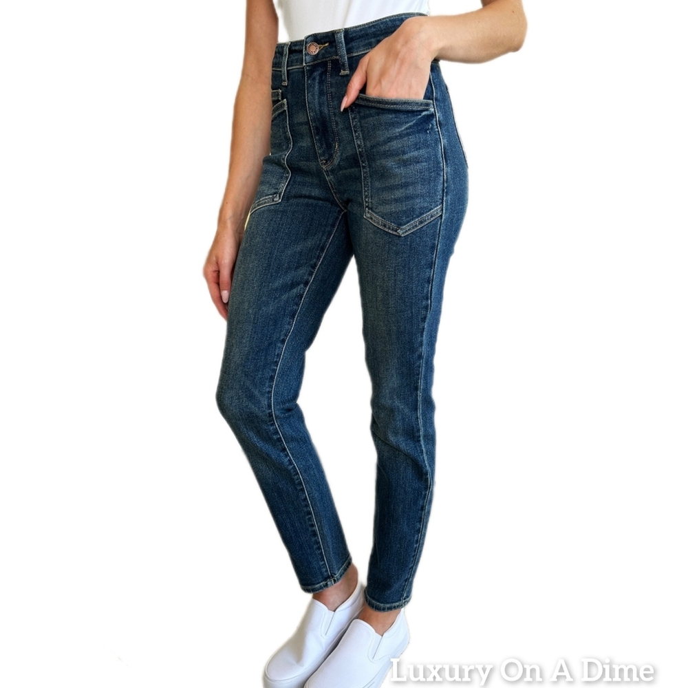 Judy Blue High Rise Dark Blue Stretch Jeans - Picture 4 of 16